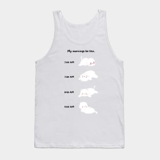 Lazy White Cat Morning Routine Tank Top